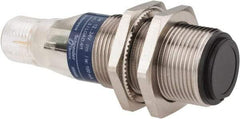 Telemecanique Sensors - 4 Pin M12 Connector, 15m Nominal Distance, Shock and Vibration Resistant, Through Beam Photoelectric Sensor - 12 to 24 VDC, 500 Hz, Nickel Plated Brass, 2.36 Inch Long x 0.71 Inch Wide - USA Tool & Supply