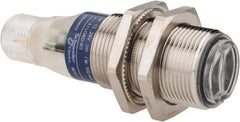 Telemecanique Sensors - 4 Pin M12 Connector, 0.1m Nominal Distance, Shock and Vibration Resistant, Diffused Photoelectric Sensor - 12 to 24 VDC, 500 Hz, Nickel Plated Brass, 2.36 Inch Long x 0.71 Inch Wide - USA Tool & Supply