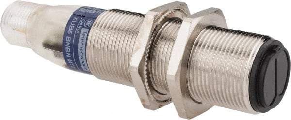 Telemecanique Sensors - 4 Pin M12 Connector, 0.6m Nominal Distance, Shock and Vibration Resistant, Diffused Photoelectric Sensor - 12 to 24 VDC, 500 Hz, Nickel Plated Brass, 2.99 Inch Long x 0.71 Inch Wide - USA Tool & Supply