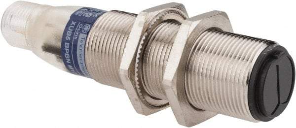 Telemecanique Sensors - 4 Pin M12 Connector, 0.6m Nominal Distance, Shock and Vibration Resistant, Diffused Photoelectric Sensor - 12 to 24 VDC, 500 Hz, Nickel Plated Brass, 2.99 Inch Long x 0.71 Inch Wide - USA Tool & Supply