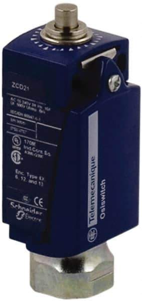 Telemecanique Sensors - SPDT, NC/NO, 240 VAC, 250 VDC, Screw Terminal, End Plunger Actuator, General Purpose Limit Switch - 1, 2, 4, 6, 12, 13 NEMA Rating, IP66, IP67 IPR Rating - USA Tool & Supply