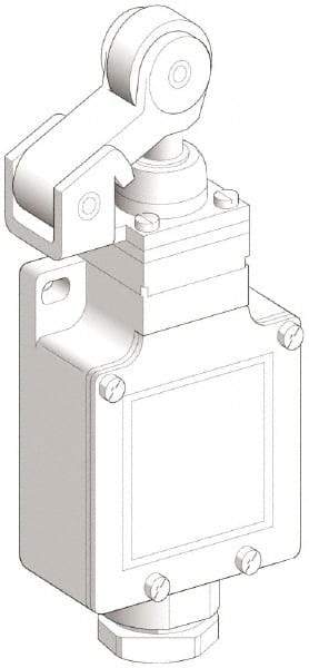 Telemecanique Sensors - SPDT, NC/NO, 240 VAC, 250 VDC, Screw Terminal, Roller Plunger Actuator, General Purpose Limit Switch - 1, 2, 4, 6, 12, 13, 6P NEMA Rating, IP66 IPR Rating - USA Tool & Supply