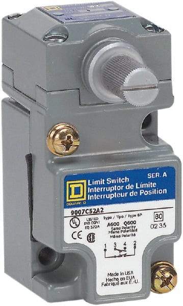 Square D - SPDT, NC/NO, Multiple VAC Levels, Screw Terminal, Rotary Head Actuator, General Purpose Limit Switch - 1, 2, 4, 6, 12, 13, 6P NEMA Rating, IP66 IPR Rating - USA Tool & Supply