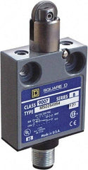 Square D - SPDT, NC/NO, Multiple VDC Levels, 4 Pin AC Micro Connector Terminal, Parallel Roller Plunger Actuator, General Purpose Limit Switch - 1, 2, 4, 6, 6P NEMA Rating, IP67 IPR Rating, 80 Ounce Operating Force - USA Tool & Supply