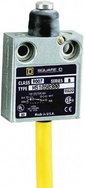 Square D - SPDT, NC/NO, Multiple VDC Levels, Prewired Terminal, Booted Plunger Actuator, General Purpose Limit Switch - 1, 2, 4, 6, 6P NEMA Rating, IP67 IPR Rating, 80 Ounce Operating Force - USA Tool & Supply