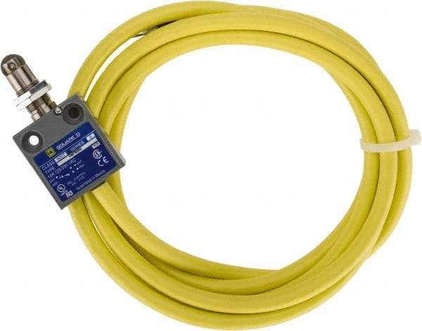 Square D - SPDT, NC/NO, Multiple VDC Levels, Prewired Terminal, Parallel Roller Plunger Actuator, General Purpose Limit Switch - 1, 2, 4, 6, 6P NEMA Rating, IP67 IPR Rating, Bushing Mount, 80 Ounce Operating Force - USA Tool & Supply