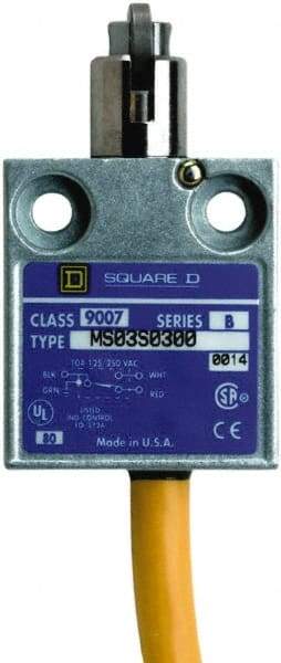 Square D - SPDT, NC/NO, Multiple VAC Levels, Prewired Terminal, Cross Roller Plunger Actuator, General Purpose Limit Switch - 1, 2, 4, 6, 6P NEMA Rating, IP67 IPR Rating, 80 Ounce Operating Force - USA Tool & Supply