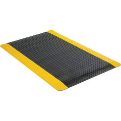 Wearwell - 5' Long x 3' Wide, Dry Environment, Anti-Fatigue Matting - Black with Yellow Borders, Vinyl with Urethane Sponge Base, Beveled on 4 Sides - USA Tool & Supply