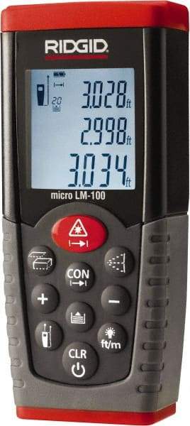 Ridgid - 50 Maximum Distance m, Laser Distance Finder - 2 AAA Battery, Accurate to 1/16 Inch, - USA Tool & Supply