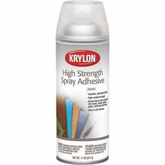 Krylon - 11 oz Aerosol Clear Spray Adhesive - High Tack, 120°F Heat Resistance, 15 Sq Ft Coverage, High Strength Bond, 120 min Max Bonding Time, Flammable - USA Tool & Supply