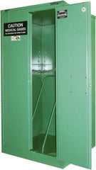 Securall Cabinets - 1 Door, Green Steel Standard Safety Cabinet for Flammable and Combustible Liquids - 46" High x 23" Wide x 18" Deep, Self Closing Door, 3 Point Key Lock, D, E Cylinder Capacity - USA Tool & Supply