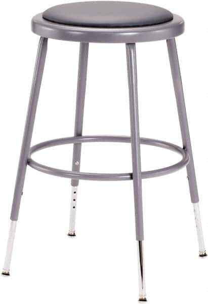 NPS - 18 Inch High, Stationary Adjustable Height Stool - 16 Inch Deep x 16 Inch Wide, Vinyl Seat, Grey - USA Tool & Supply