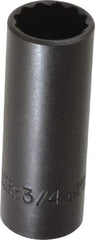 Proto - 3/4", 3/8" Drive, Deep Hand Socket - 12 Points, 2-3/4" OAL, Alloy Steel, Black Finish - USA Tool & Supply