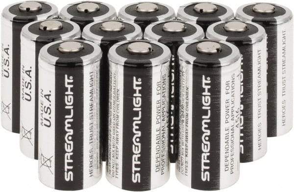 Streamlight - Size 123A, Lithium, 12 Pack, Standard Battery - 3 Volts - USA Tool & Supply
