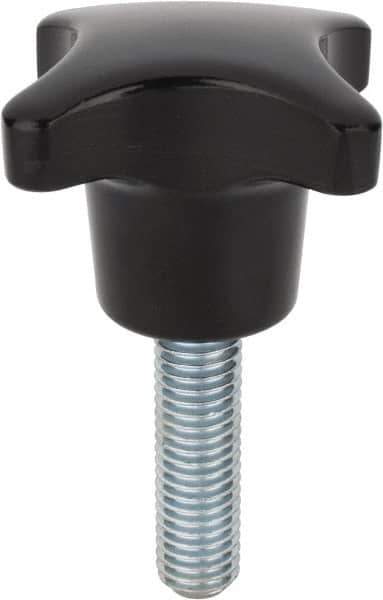 Morton Machine Works - 63mm Head Diam, 4 Point 4 Prong Knob - M12 Stem, Glass Fiber Reinforced Plastic, Black - USA Tool & Supply