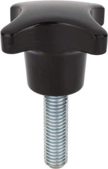 Morton Machine Works - 40mm Head Diam, 4 Point 4 Prong Knob - M8 Stem, Glass Fiber Reinforced Plastic, Black - USA Tool & Supply