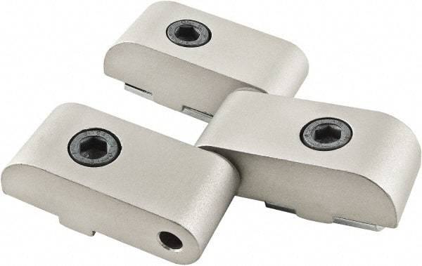 80/20 Inc. - 57mm Long x 43.6mm Wide x 13mm Thick, Heavy Duty Hinge - Aluminum, Clear Anodized Finish - USA Tool & Supply