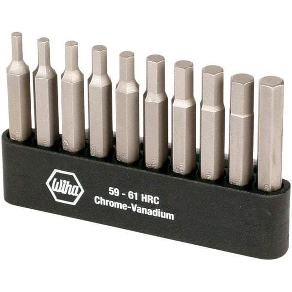 Wiha - 10 Piece, 1/4" Drive Screwdriver Power Bit Set - 1/4" Hex - USA Tool & Supply