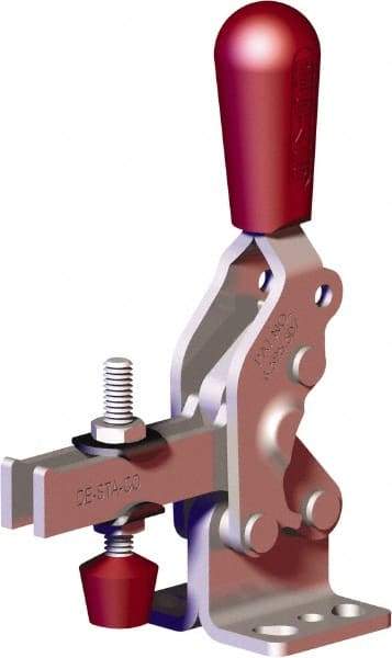 De-Sta-Co - 607 Lb Holding Capacity, Vertical Handle, Manual Hold Down Toggle Clamp - 72° Handle Movement, 90° Bar Opening, U-Bar, Flanged Base, Carbon Steel - USA Tool & Supply
