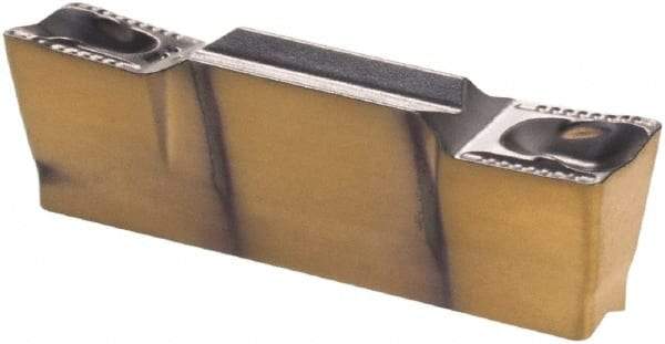 Iscar - 4004GRIP Y Grade IC830, 4mm Cutting Width Carbide Grooving Insert - 2.4mm Max Depth of Cut, Neutral, 0.4mm Corner Radius, TiAlN Finish - USA Tool & Supply