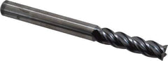 Kennametal - 3/8", 1-1/2" LOC, 3/8" Shank Diam, 4" OAL, 4 Flute, Solid Carbide Square End Mill - Single End, AlTiN Finish, Spiral Flute, 38° Helix, Centercutting, Right Hand Cut, Right Hand Flute, Series HPHV - USA Tool & Supply