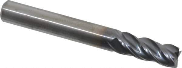 Kennametal - 5/16", 3/4" LOC, 5/16" Shank Diam, 2-1/2" OAL, 4 Flute, Solid Carbide Square End Mill - Single End, AlTiN Finish, Spiral Flute, 38° Helix, Centercutting, Right Hand Cut, Right Hand Flute, Series HPHV - USA Tool & Supply