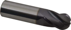Hertel - 3/4" Diam, 1" LOC, 4 Flute Solid Carbide Ball End Mill - AlTiN Finish, Single End, 3" OAL, 3/4" Shank Diam - USA Tool & Supply