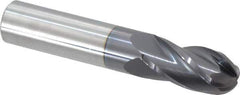 Hertel - 5/8" Diam, 1-1/4" LOC, 4 Flute Solid Carbide Ball End Mill - AlTiN Finish, Single End, 3-1/2" OAL, 5/8" Shank Diam - USA Tool & Supply