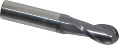 Hertel - 1/2" Diam, 1" LOC, 2 Flute Solid Carbide Ball End Mill - AlTiN Finish, Single End, 3" OAL, 1/2" Shank Diam - USA Tool & Supply
