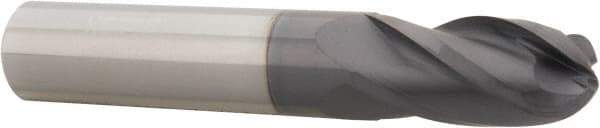 Hertel - 1/2" Diam, 1" LOC, 4 Flute Solid Carbide Ball End Mill - AlTiN Finish, Single End, 3" OAL, 1/2" Shank Diam - USA Tool & Supply