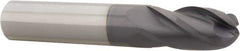 Hertel - 1/2" Diam, 1" LOC, 4 Flute Solid Carbide Ball End Mill - AlTiN Finish, Single End, 3" OAL, 1/2" Shank Diam - USA Tool & Supply