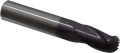 Hertel - 1/2" Diam, 1" LOC, 3 Flute Solid Carbide Ball End Mill - AlTiN Finish, Single End, 3" OAL, 1/2" Shank Diam - USA Tool & Supply