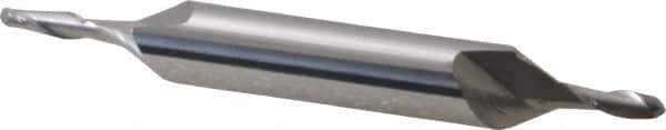 Hertel - 1/8" Diam, 3/8" LOC, 2 Flute Solid Carbide Ball End Mill - Uncoated, Double End, 3" OAL, 3/8" Shank Diam - USA Tool & Supply