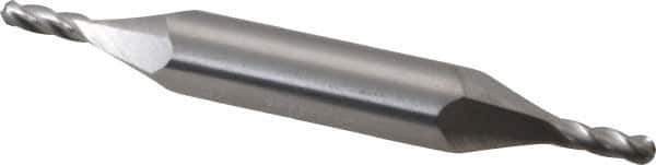 Hertel - 1/8" Diam, 3/8" LOC, 4 Flute Solid Carbide Ball End Mill - Uncoated, Double End, 3" OAL, 3/8" Shank Diam, Spiral Flute - USA Tool & Supply