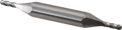 Hertel - 1/8" Diam, 3/8" LOC, 4 Flute Solid Carbide Ball End Mill - Uncoated, Double End, 3" OAL, 3/8" Shank Diam, Spiral Flute - USA Tool & Supply