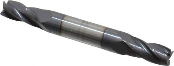 Hertel - 7/16", 7/8" LOC, 1/2" Shank Diam, 4" OAL, 4 Flute, Solid Carbide Square End Mill - Double End, AlTiN Finish, 30° Helix, Centercutting, Right Hand Cut - USA Tool & Supply