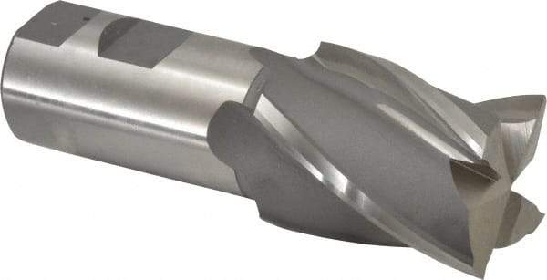 Hertel - 40mm, 2" LOC, 1-1/4" Shank Diam, 4-1/2" OAL, 4 Flute, Cobalt Square End Mill - Single End, Uncoated, 30° Helix, Centercutting, Right Hand Cut - USA Tool & Supply