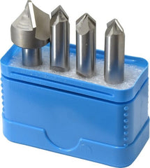 Hertel - 4 Piece 3/8 & 3/4" Cutter Head Diam, Cobalt Chamfer Mill Set - USA Tool & Supply