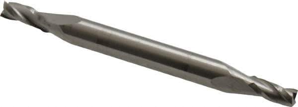 Hertel - 1/8", 1/4" LOC, 3/16" Shank Diam, 2" OAL, 3 Flute, Solid Carbide Square End Mill - Double End, Uncoated, 30° Helix, Centercutting - USA Tool & Supply