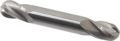Hertel - 3/8" Diam, 9/16" LOC, 4 Flute Solid Carbide Ball End Mill - Uncoated, Double End, 3" OAL, 3/8" Shank Diam, Spiral Flute - USA Tool & Supply