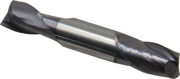 Hertel - 1/2", 5/8" LOC, 1/2" Shank Diam, 3" OAL, 2 Flute, Solid Carbide Square End Mill - Double End, AlTiN Finish, 30° Helix, Centercutting, Right Hand Cut - USA Tool & Supply