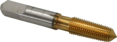 Hertel - 1/16-27 NPT, TiN Coated, High Speed Steel, Thread Forming Pipe Tap - 2-1/8 Inch Overall Length, 11/16 Inch Thread Length, 5/16 Inch Shank Diameter, 0.234 Inch Square Size - Exact Industrial Supply