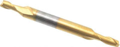 Hertel - 1/8", 1/4" LOC, 3/16" Shank Diam, 2" OAL, 2 Flute, Solid Carbide Square End Mill - Double End, TiN Finish, 30° Helix, Centercutting, Right Hand Cut - USA Tool & Supply