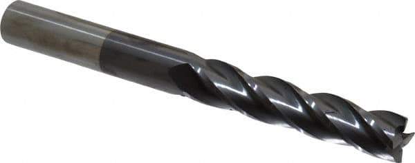 Hertel - 5/8", 3" LOC, 5/8" Shank Diam, 6" OAL, 4 Flute, Solid Carbide Square End Mill - Single End, AlTiN Finish, Spiral Flute, 30° Helix, Centercutting, Right Hand Cut, Right Hand Flute - USA Tool & Supply