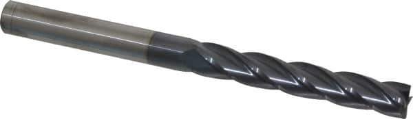 Hertel - 1/2", 3" LOC, 1/2" Shank Diam, 6" OAL, 4 Flute, Solid Carbide Square End Mill - Single End, AlTiN Finish, Spiral Flute, 30° Helix, Centercutting, Right Hand Cut, Right Hand Flute - USA Tool & Supply