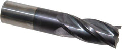 Hertel - 1", 2-1/4" LOC, 1" Shank Diam, 5" OAL, 4 Flute, Solid Carbide Square End Mill - Single End, AlTiN Finish, Spiral Flute, 30° Helix, Centercutting, Right Hand Cut, Right Hand Flute - USA Tool & Supply