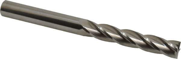 Hertel - 9/16", 3" LOC, 9/16" Shank Diam, 6" OAL, 4 Flute, Solid Carbide Square End Mill - Single End, Uncoated, Spiral Flute, 30° Helix, Centercutting, Right Hand Cut, Right Hand Flute - USA Tool & Supply