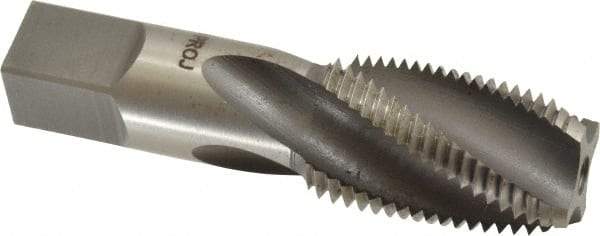 Hertel - 1/2-14 NPT, 15° Helix, 4 Flutes, Bright Finish, High Speed Steel, Spiral Flute Pipe Tap - 11/16" Shank Diam, 1-3/8" Thread Length, 0.515" Square Size, - USA Tool & Supply