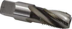 Hertel - 3/8-18 NPT, 15° Helix, 4 Flutes, Bright Finish, High Speed Steel, Spiral Flute Pipe Tap - 0.7" Shank Diam, 1-1/16" Thread Length, 17/32" Square Size, - Exact Industrial Supply
