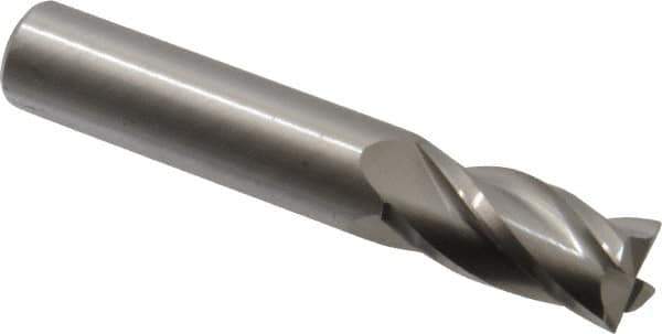 Hertel - 1/2", 1" LOC, 1/2" Shank Diam, 3" OAL, 4 Flute, Solid Carbide Square End Mill - Single End, Uncoated, 30° Helix, Centercutting, Right Hand Cut - USA Tool & Supply